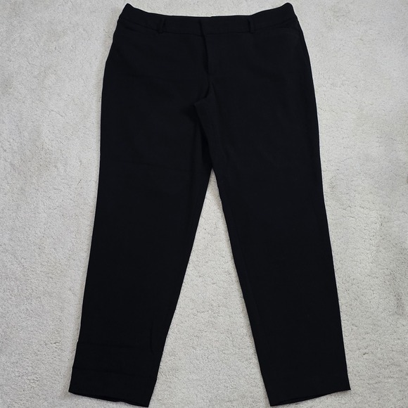 AB Studio Black Flat Front Ankle Length Dress Pants Women Size 12 - Picture 1 of 8